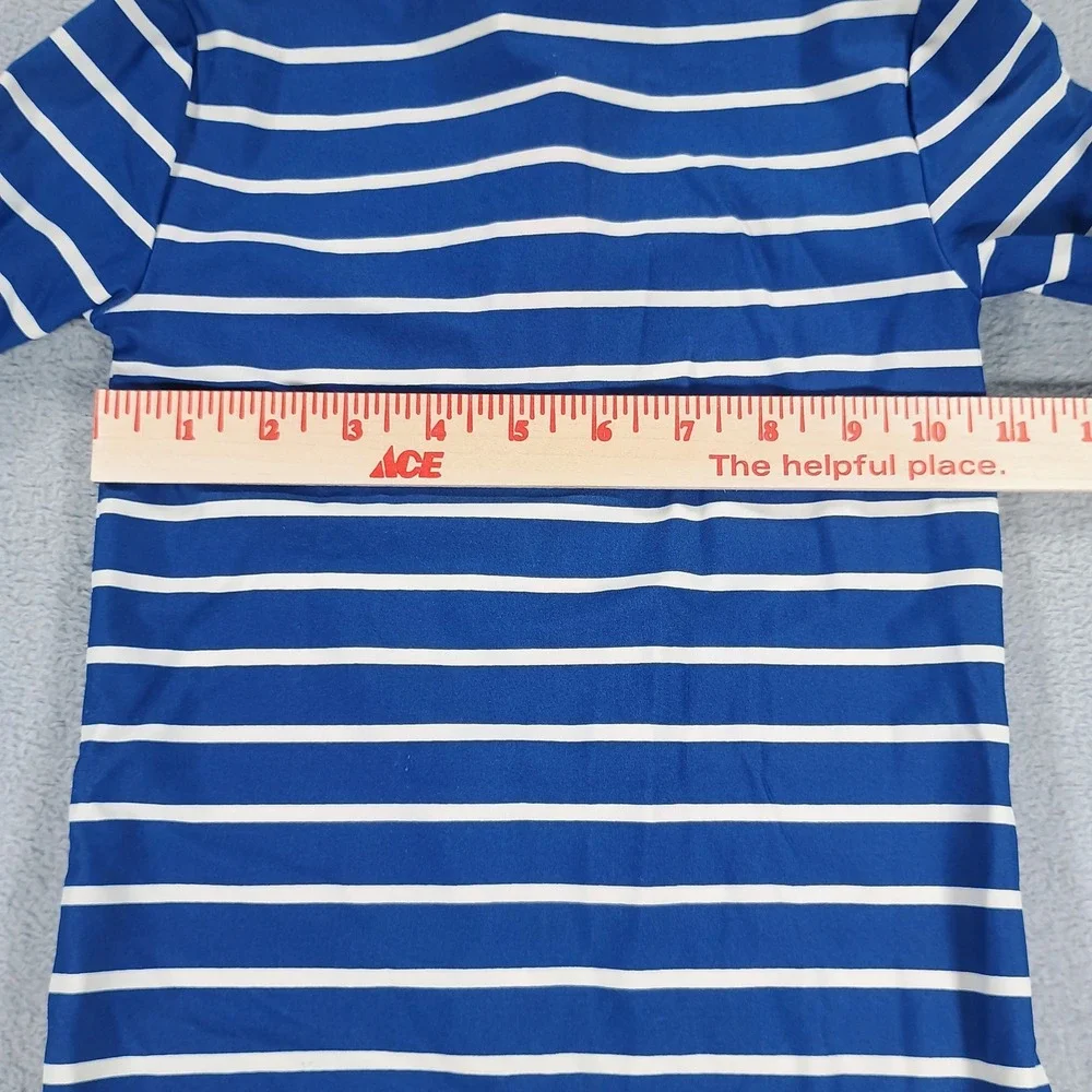Gymboree Girls Rash Guard Swimsuit Blue White Striped Size 7 Long Sleeve‎